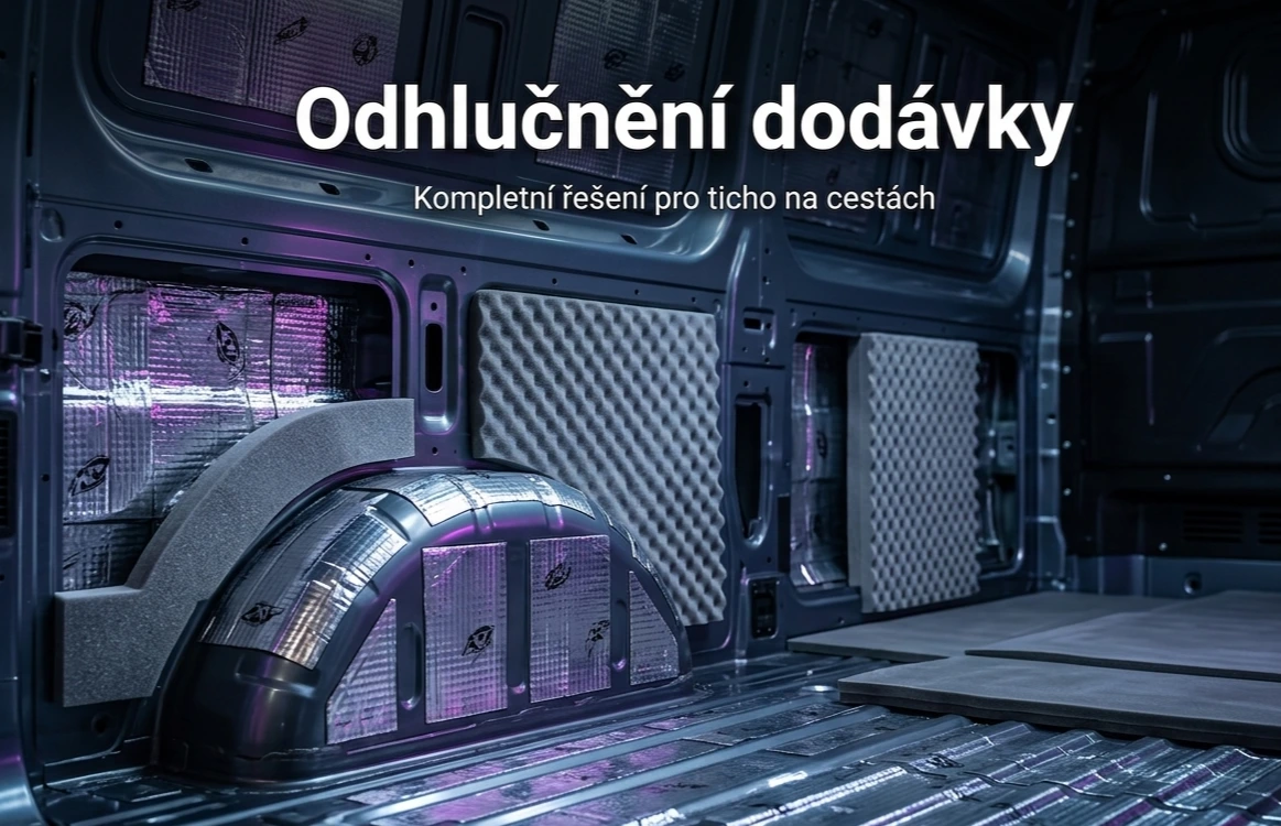 Odhlučnění dodávky zevnitr nalepena izolace na plechu