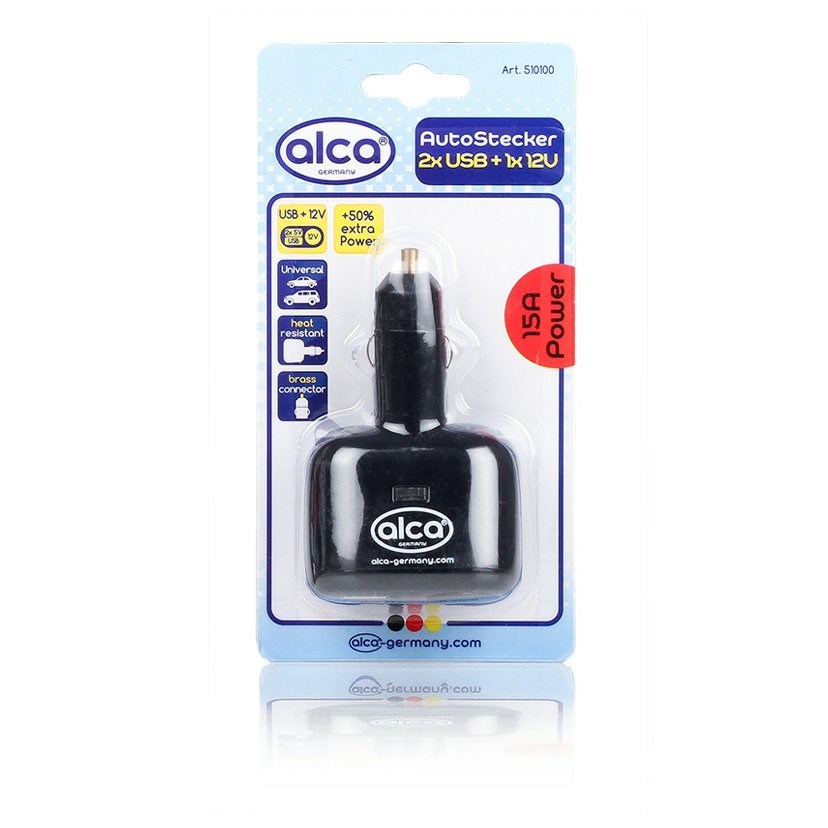 Zástrčka do autozapalovače na 12V s 2x USB 2Amp + 1Amp + 50 % vyšší výkon