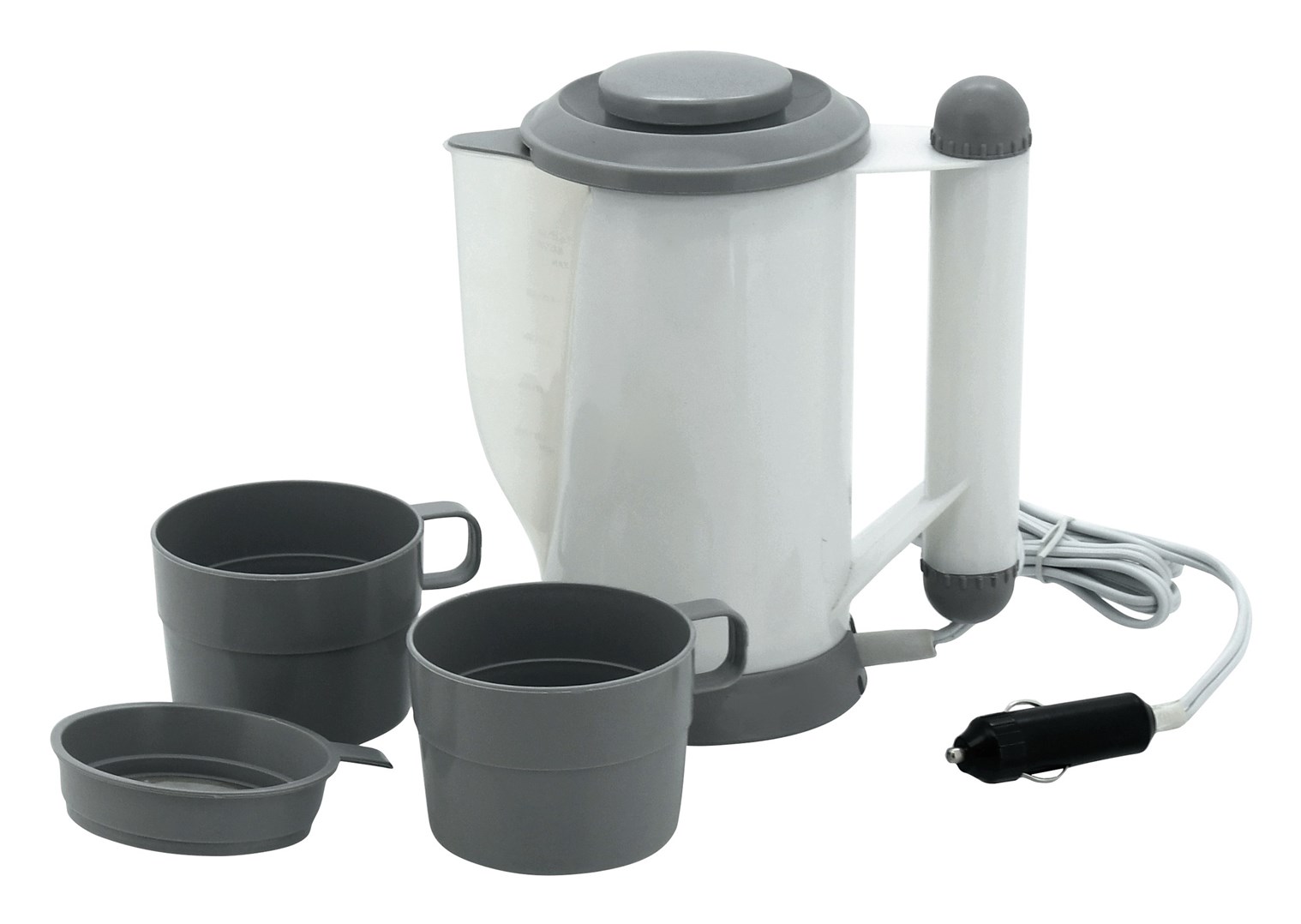 Varná konev do auta na 12V, 100W, 700ml konvice včetně 2 šálků