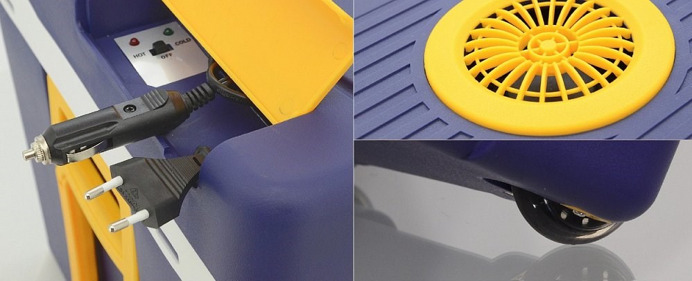 Autolednička objem 50 litrů na 230V i do auta 12V pojízdná