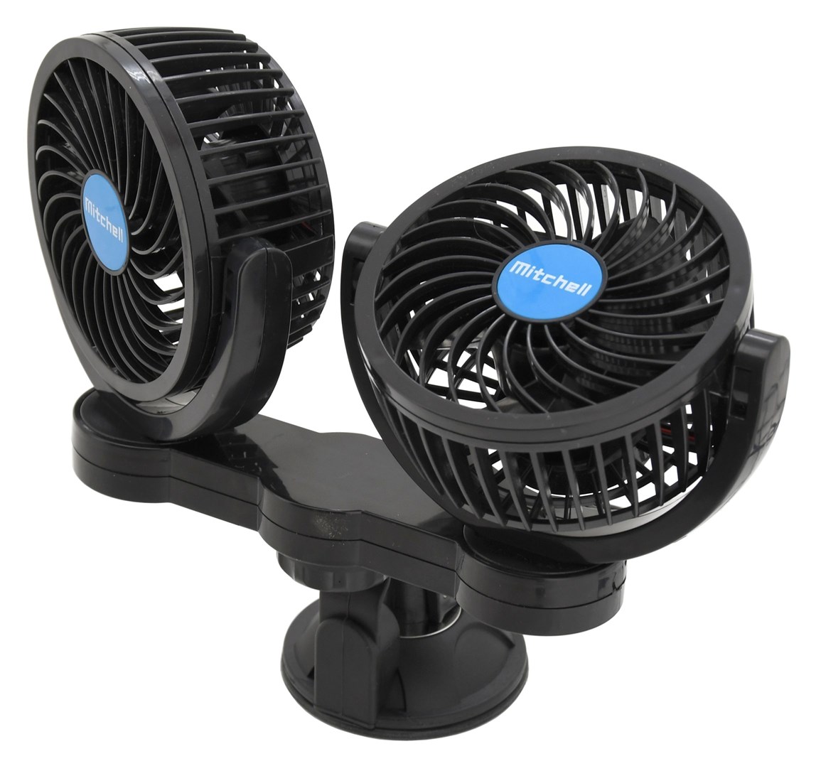 Výkonný značkový ventilátor do auta 12V otočné větráky průměr 2x108mm
