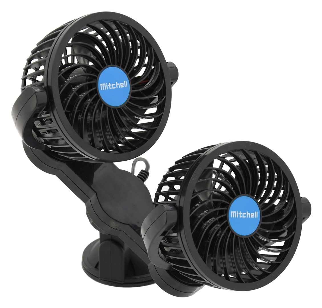 Výkonný značkový ventilátor do auta 12V otočné větráky průměr 2x108mm
