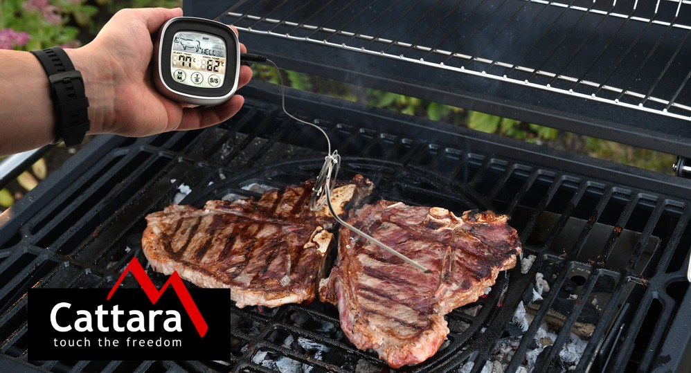 Teploměr digitální na měření teploty masa při pečení a grilování