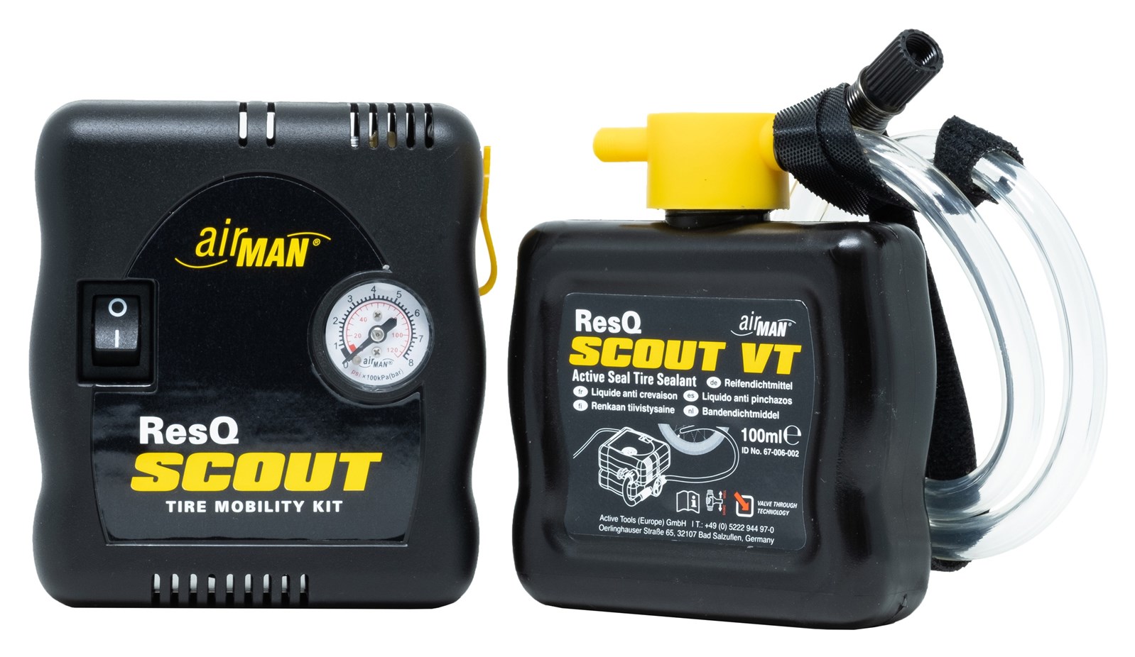 Opravná sada pneu pro moto s kompresorem