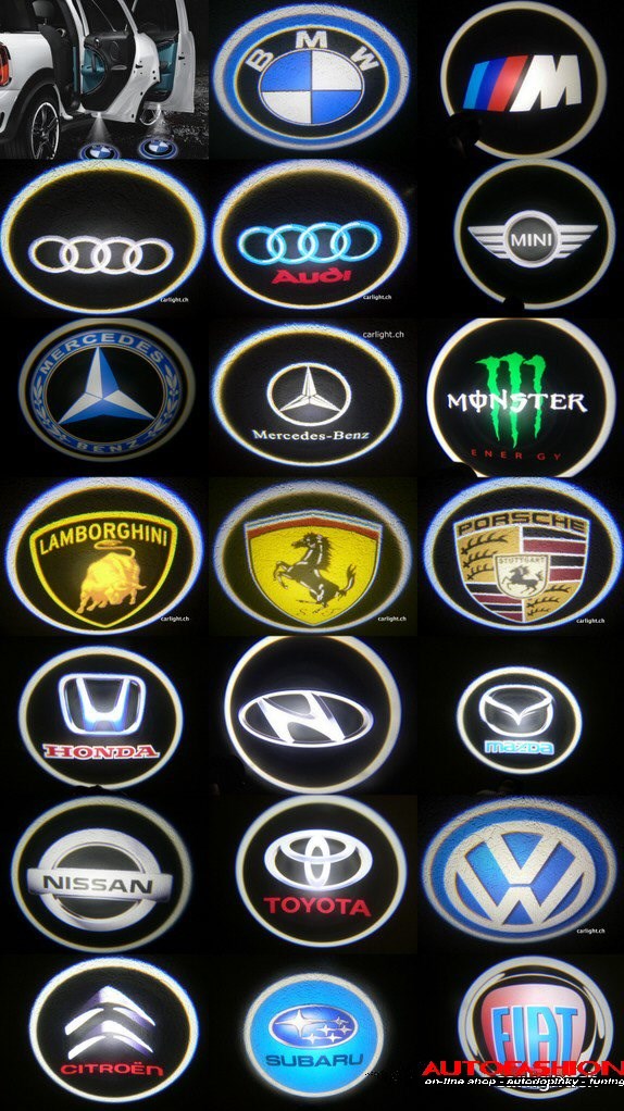 Svítící LED logo projektor BMW ze dveří na silnici, sada 2 ks
