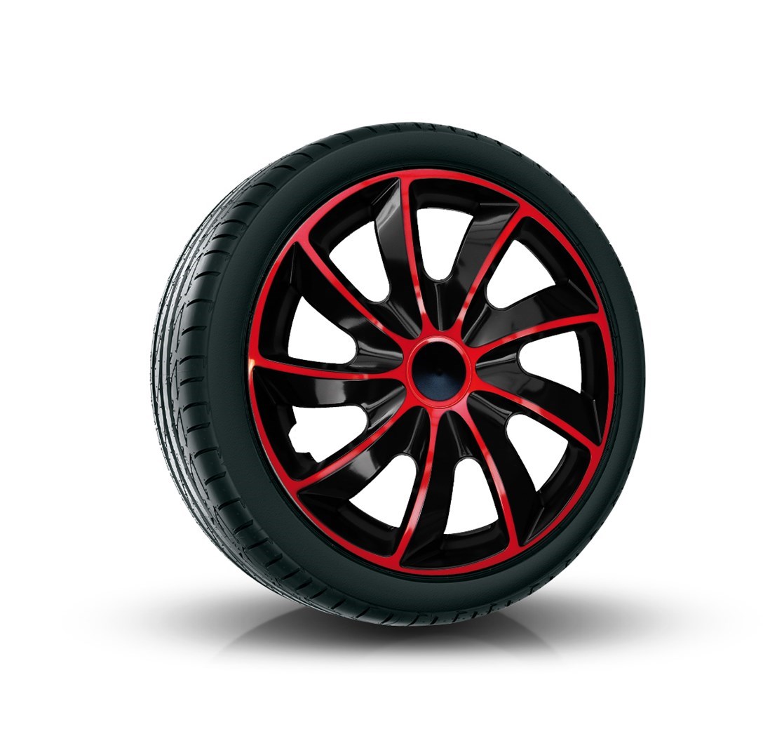 Poklice na kola - kryty kola bi-color Black/Red 16"