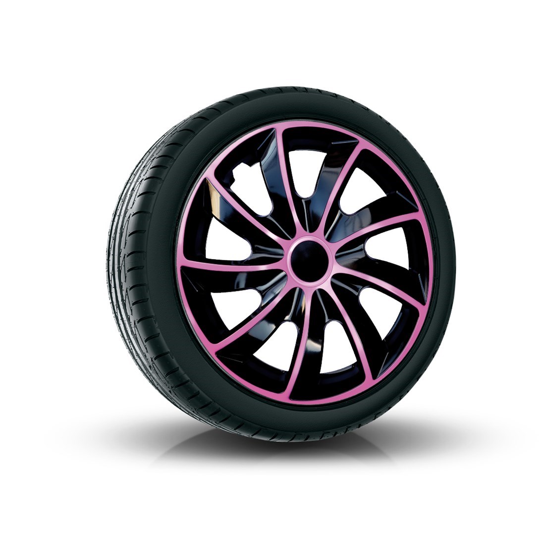 Poklice na kola - kryty kola bi-color Black/Pink 16"