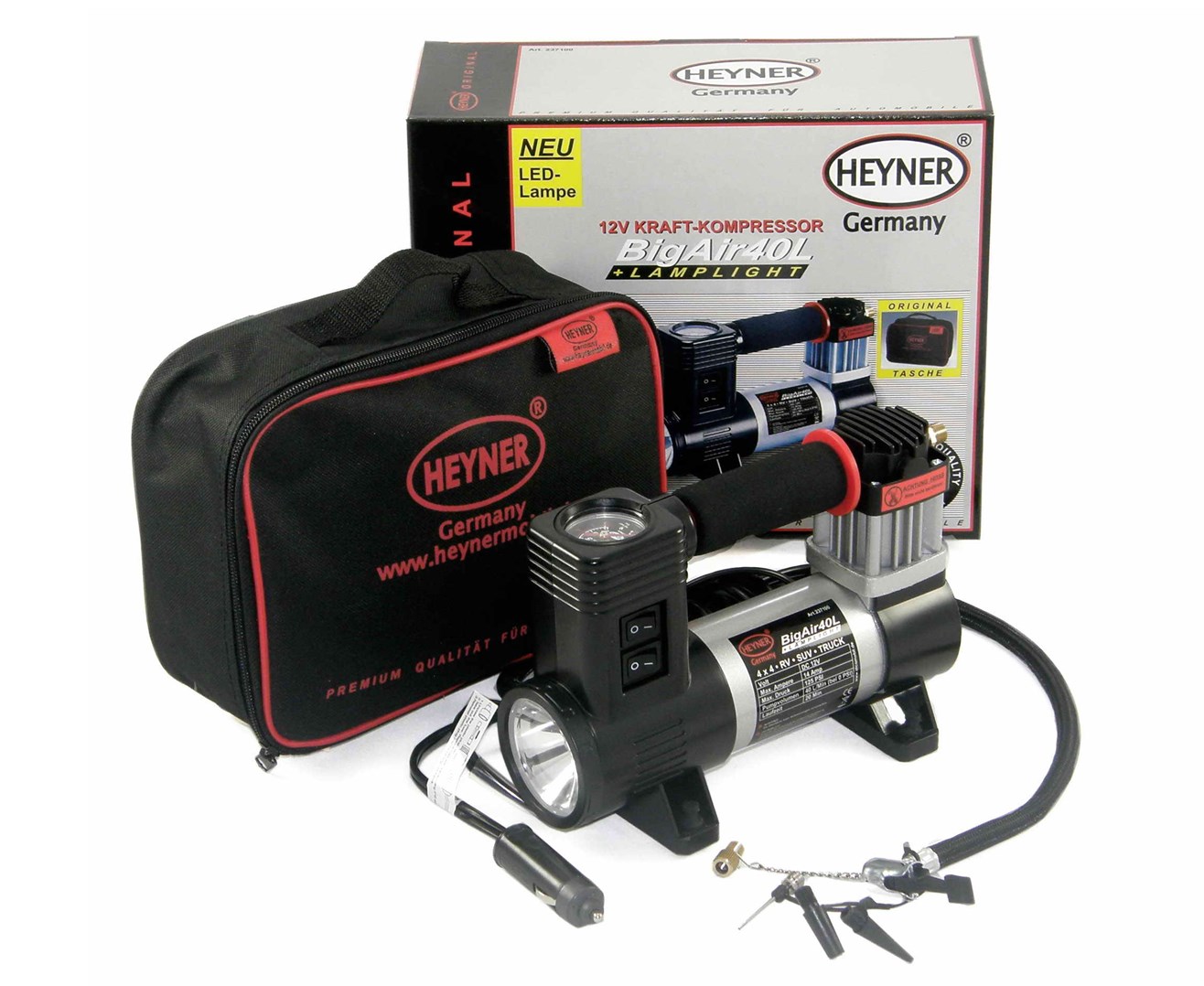 Kompresor extra výkonný na 12V s osvětlením profi Germany