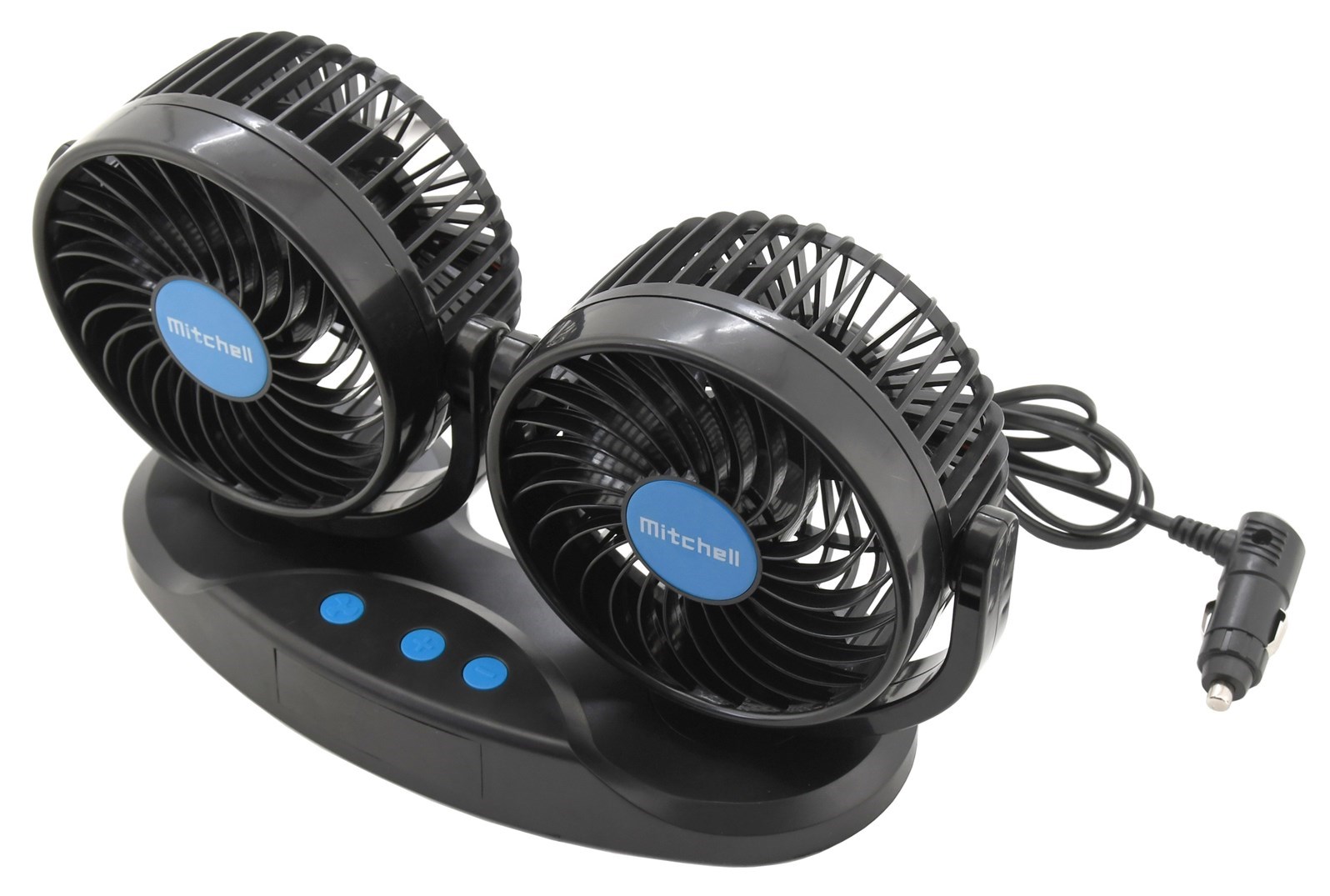 Ventilátor dvojitý 2x130mm 12V s teploměrem do auta