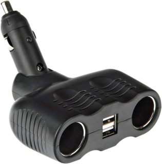 Rozdvojka zapalovače 12/24V + 2x USB (max.10A, max. 2A), 39069