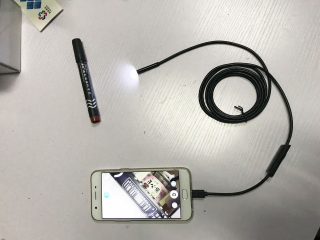 USB endoskop mini kamera se světlem na kabelu úzká, délka kabelu cca 5 metrů