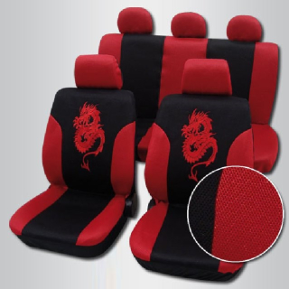 Autopotahy na celé auto univerzální černo-červené, vzor Draka